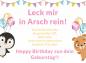 Preview: Grußkarte Geburtstag "Leck mir in Arsch rein!"  gefalzt auf DIN A6 quer Format: 296 x 105