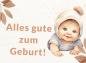 Preview: Grußkarte Geburt "Alles gute zum Geburt!"  gefalzt auf DIN A6 quer Format: 296 x 105