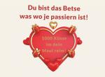 Grußkarte Liebe "Du bist das Betse was wo je passiern ist!"  gefalzt auf DIN A6 quer Format: 296 x 105